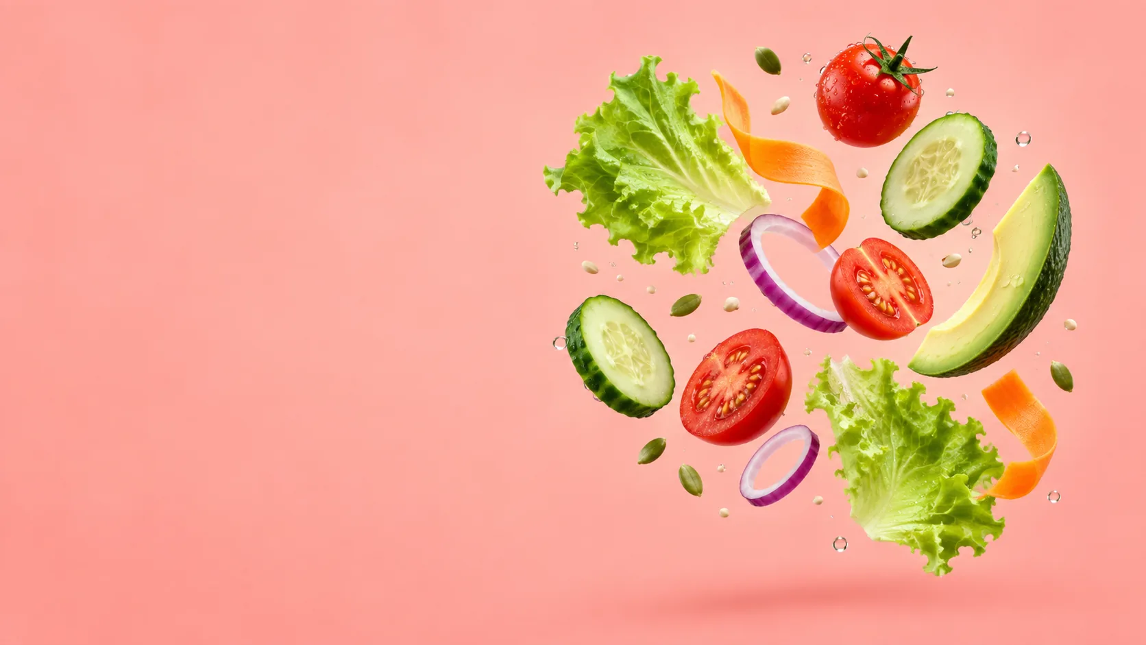 Ensalada fresca: lechuga, tomate, pepino, aguacate y zanahoria
